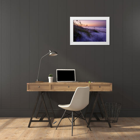 Lavender Beach I White Modern Wood Framed Art Print by Hausenflock, Alan