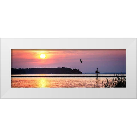 Potomac Sunset II White Modern Wood Framed Art Print by Hausenflock, Alan