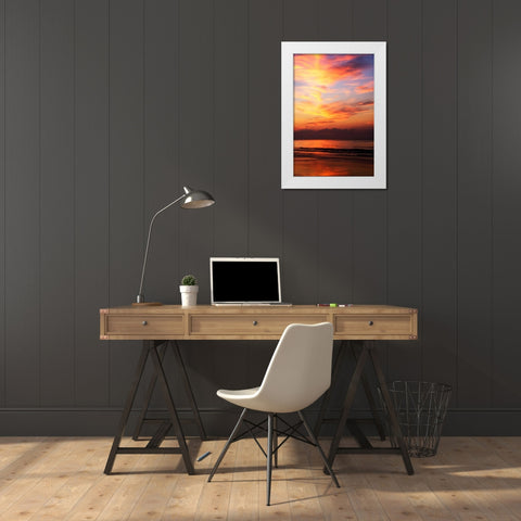 Red Sunrise II White Modern Wood Framed Art Print by Hausenflock, Alan