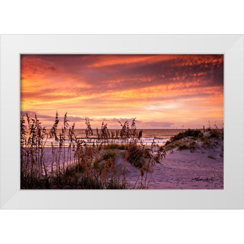 Fiery Beach Sunrise White Modern Wood Framed Art Print by Hausenflock, Alan