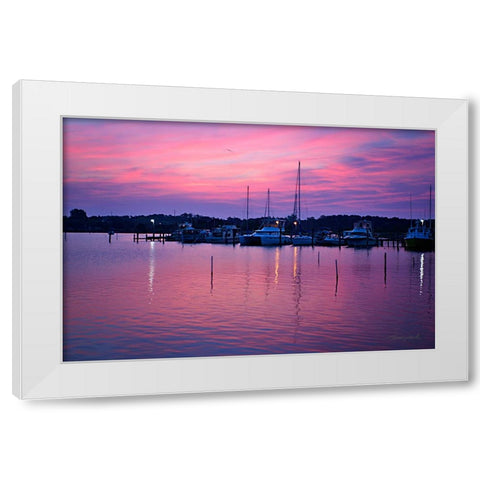 Harbor Sunrise White Modern Wood Framed Art Print by Hausenflock, Alan