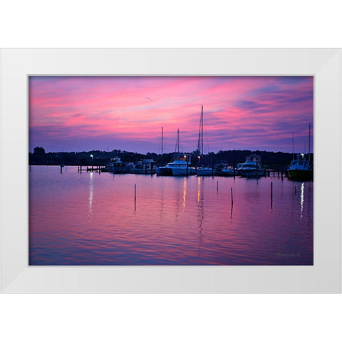 Harbor Sunrise White Modern Wood Framed Art Print by Hausenflock, Alan