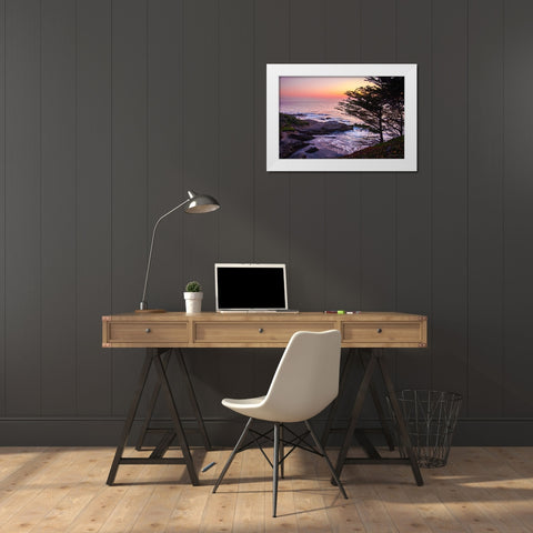 Sunset on Carmel Bay II White Modern Wood Framed Art Print by Hausenflock, Alan