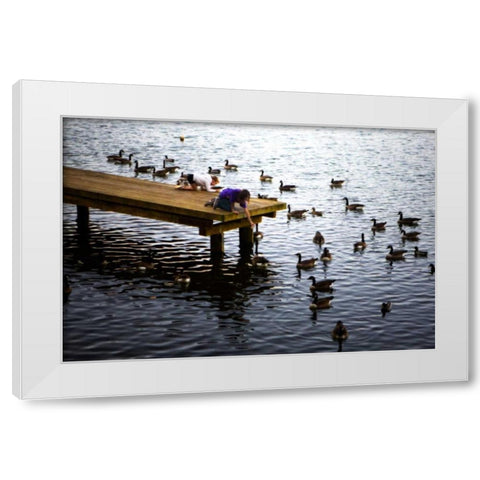 Feeding the Geese IV White Modern Wood Framed Art Print by Hausenflock, Alan