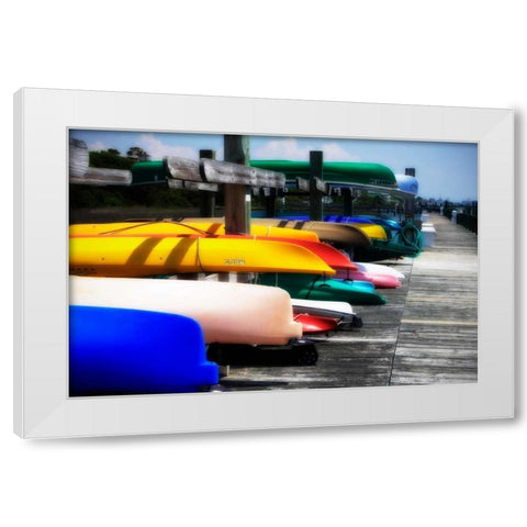 Kayaks I White Modern Wood Framed Art Print by Hausenflock, Alan