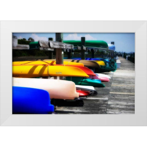 Kayaks I White Modern Wood Framed Art Print by Hausenflock, Alan