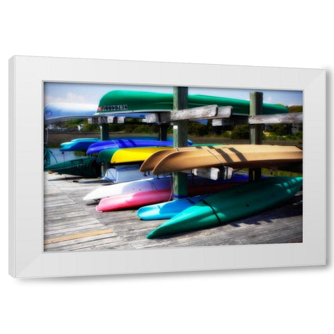 Kayaks II White Modern Wood Framed Art Print by Hausenflock, Alan