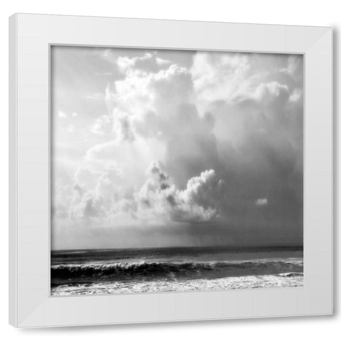 Ocean Storm II Sq. BW White Modern Wood Framed Art Print by Hausenflock, Alan