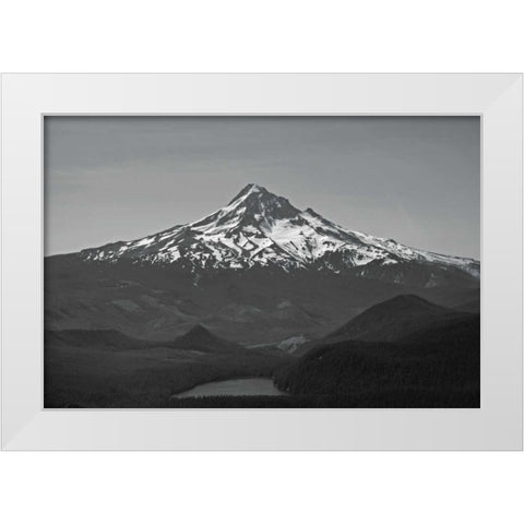 BW Mt. Hood White Modern Wood Framed Art Print by Kidd, Brian
