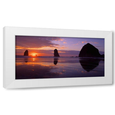 Cannon Beach II White Modern Wood Framed Art Print by Leahy, Ike