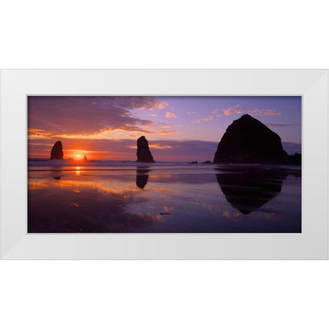 Cannon Beach II White Modern Wood Framed Art Print by Leahy, Ike