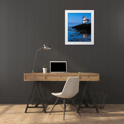 Limekiln Lighthouse White Modern Wood Framed Art Print by Leahy, Ike