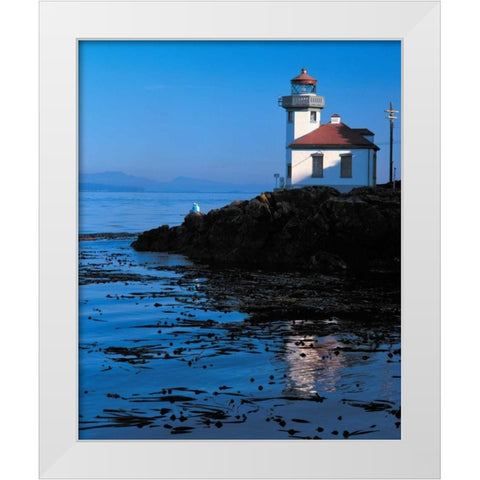 Limekiln Lighthouse White Modern Wood Framed Art Print by Leahy, Ike