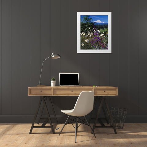 Mt. Hood V White Modern Wood Framed Art Print by Leahy, Ike
