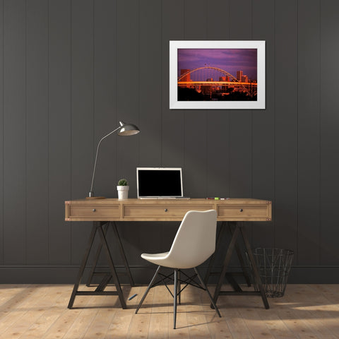 Fremont at Sunset White Modern Wood Framed Art Print by Leahy, Ike