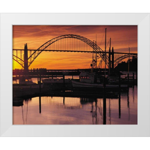 Yaquina Bay Sunset White Modern Wood Framed Art Print by Leahy, Ike