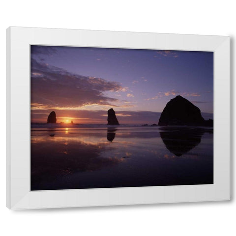 Haystack Rock II White Modern Wood Framed Art Print by Leahy, Ike