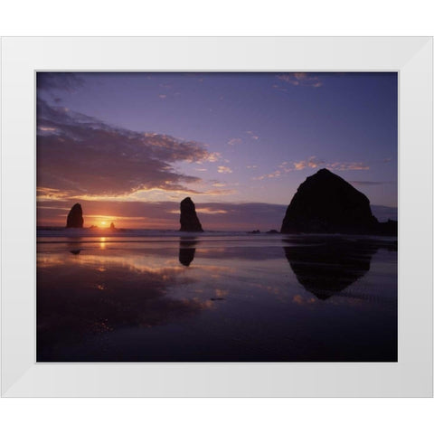 Haystack Rock II White Modern Wood Framed Art Print by Leahy, Ike