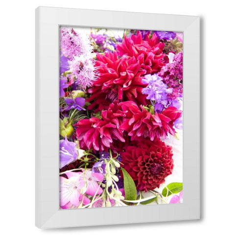 Fuschia Dalhia I White Modern Wood Framed Art Print by Love, Maureen