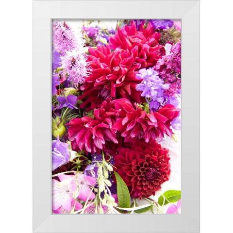 Fuschia Dalhia I White Modern Wood Framed Art Print by Love, Maureen