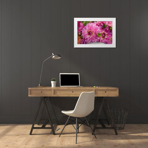 Purple Dalhia I White Modern Wood Framed Art Print by Love, Maureen