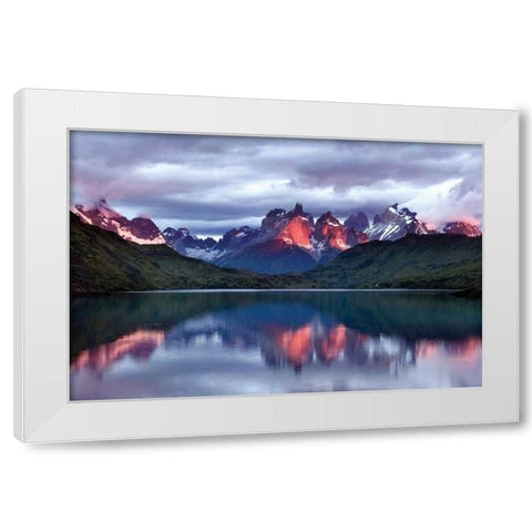 Dawn Torres del Paine White Modern Wood Framed Art Print by Malvin, Larry