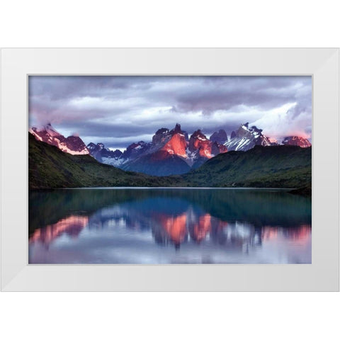 Dawn Torres del Paine White Modern Wood Framed Art Print by Malvin, Larry