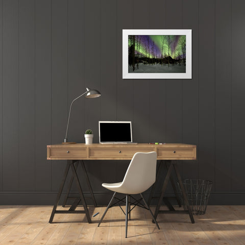 Aurora Borealis XII White Modern Wood Framed Art Print by Malvin, Larry