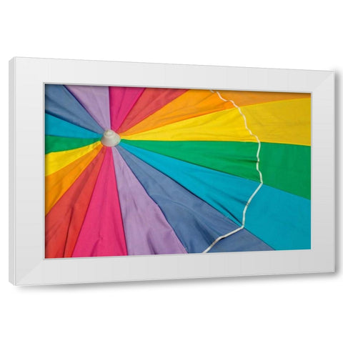 Beach Umbrella White Modern Wood Framed Art Print by Mahan, Kathy