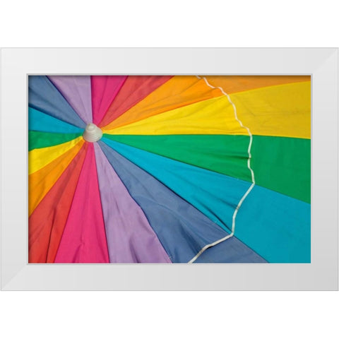 Beach Umbrella White Modern Wood Framed Art Print by Mahan, Kathy
