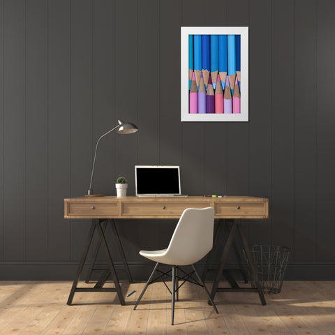 Colored Pencils II White Modern Wood Framed Art Print by Mahan, Kathy