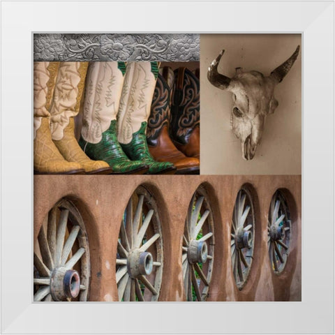 Southwest Collage I White Modern Wood Framed Art Print by Mahan, Kathy