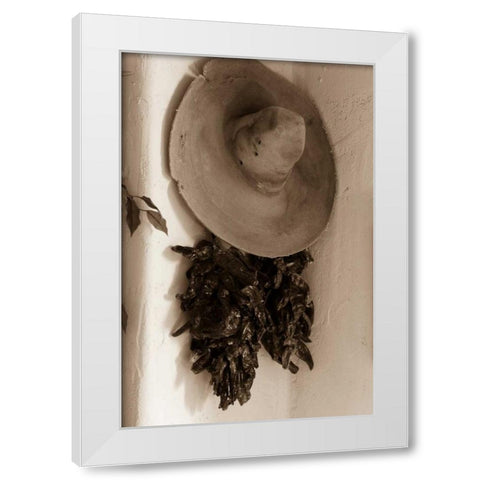 Old Hat and Ristras White Modern Wood Framed Art Print by Mahan, Kathy