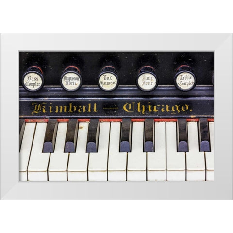 Organ Keys I White Modern Wood Framed Art Print by Mahan, Kathy