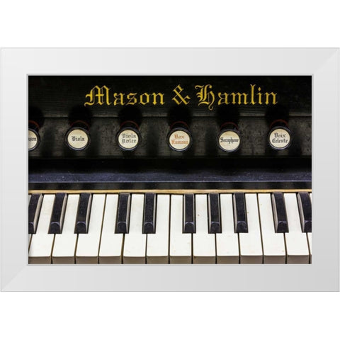 Organ Keys II White Modern Wood Framed Art Print by Mahan, Kathy
