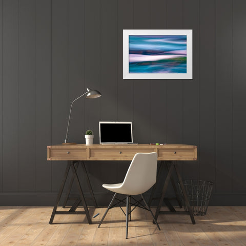 Waves of Blue I White Modern Wood Framed Art Print by Mahan, Kathy