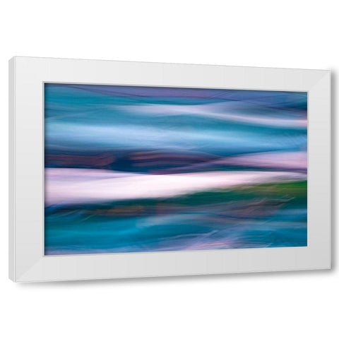 Waves of Blue I White Modern Wood Framed Art Print by Mahan, Kathy