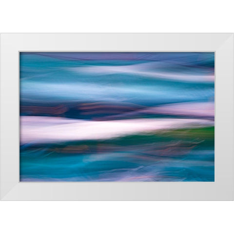 Waves of Blue I White Modern Wood Framed Art Print by Mahan, Kathy