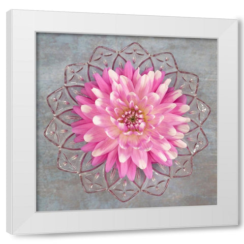 Pink Dahlia White Modern Wood Framed Art Print by Mahan, Kathy
