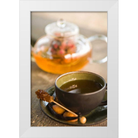 Tea Time White Modern Wood Framed Art Print by Millet, Karyn