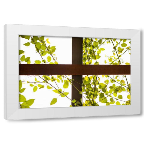 Branches and Lattice White Modern Wood Framed Art Print by Millet, Karyn