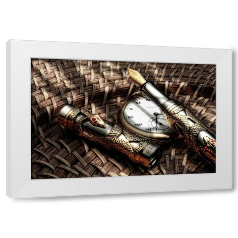 Fountain Pen Still Life White Modern Wood Framed Art Print by McNemar, C. Thomas