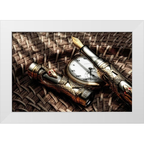 Fountain Pen Still Life White Modern Wood Framed Art Print by McNemar, C. Thomas