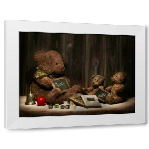 Teddybear School White Modern Wood Framed Art Print by McNemar, C. Thomas