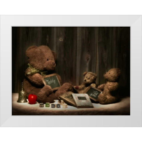 Teddybear School White Modern Wood Framed Art Print by McNemar, C. Thomas