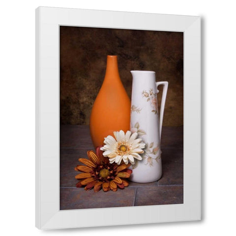 Orange Vase with Pitcher II White Modern Wood Framed Art Print by McNemar, C. Thomas