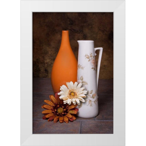 Orange Vase with Pitcher II White Modern Wood Framed Art Print by McNemar, C. Thomas