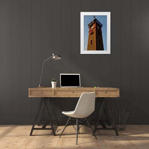Clock Tower White Modern Wood Framed Art Print by Moore, Brian