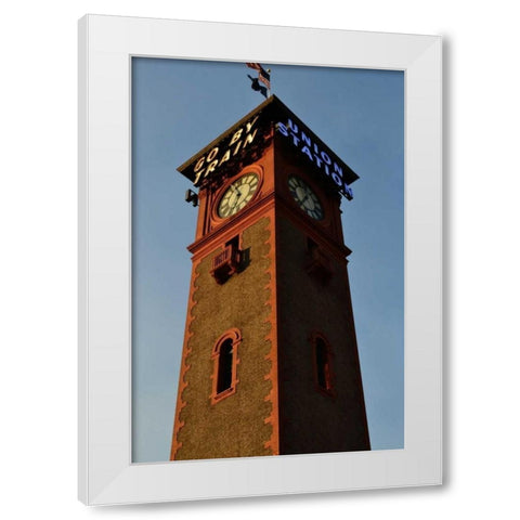 Clock Tower White Modern Wood Framed Art Print by Moore, Brian