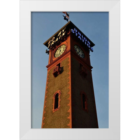 Clock Tower White Modern Wood Framed Art Print by Moore, Brian